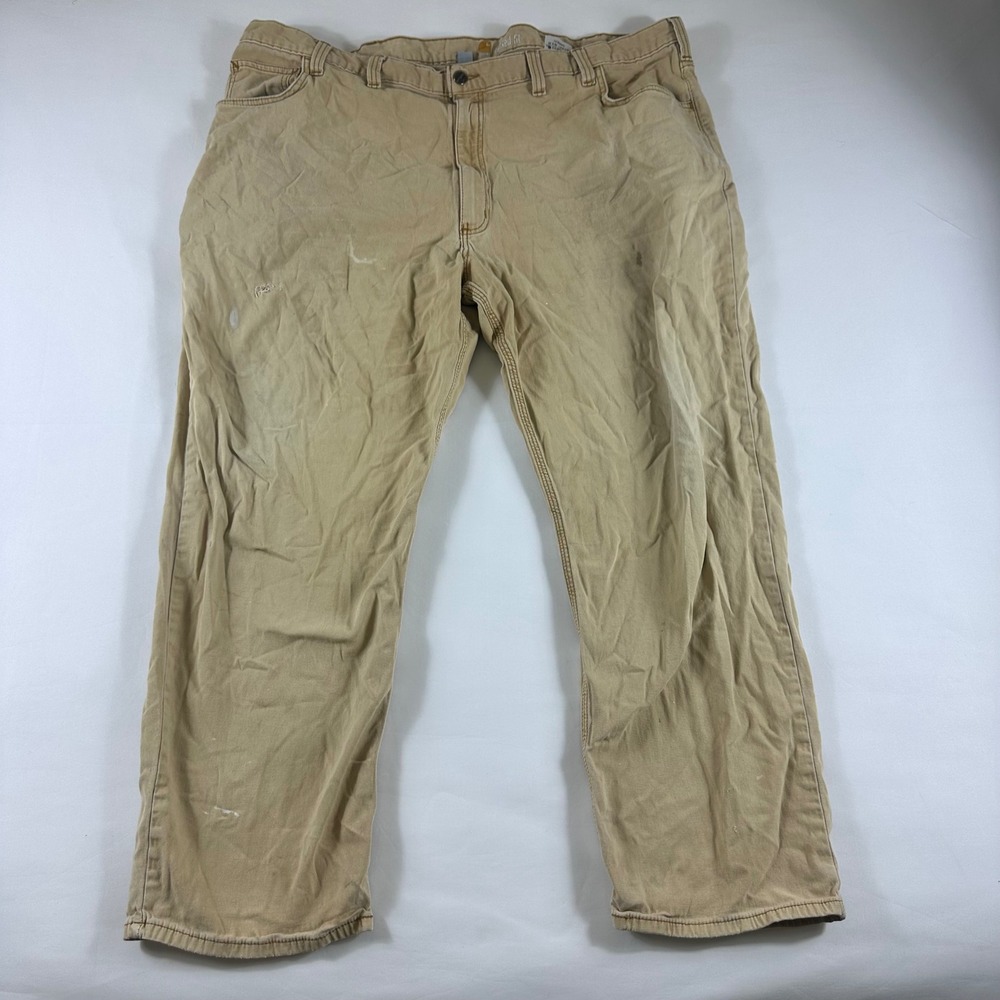 Carhartt Mens Relaxed Fit Work Pants Khaki Cotton Spandex Size 48x30